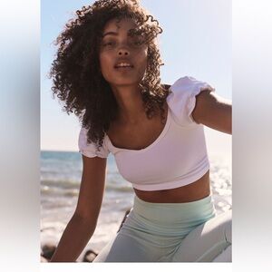 Happiness Runs Puff Sleeve crop tank FP movement